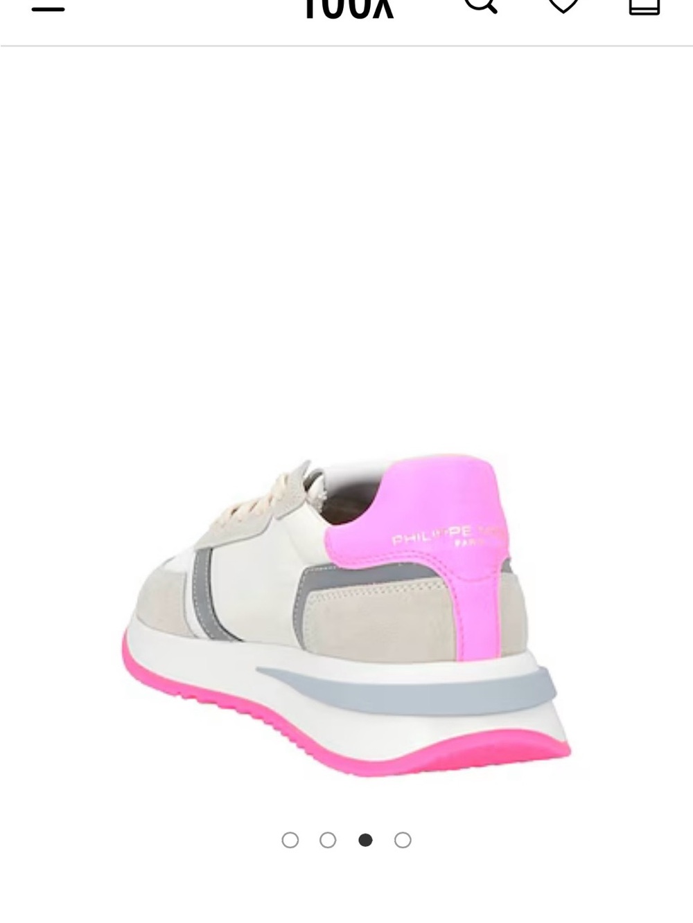 Philippe Model Women’s Runner Sneaker in White, Gray & Pink